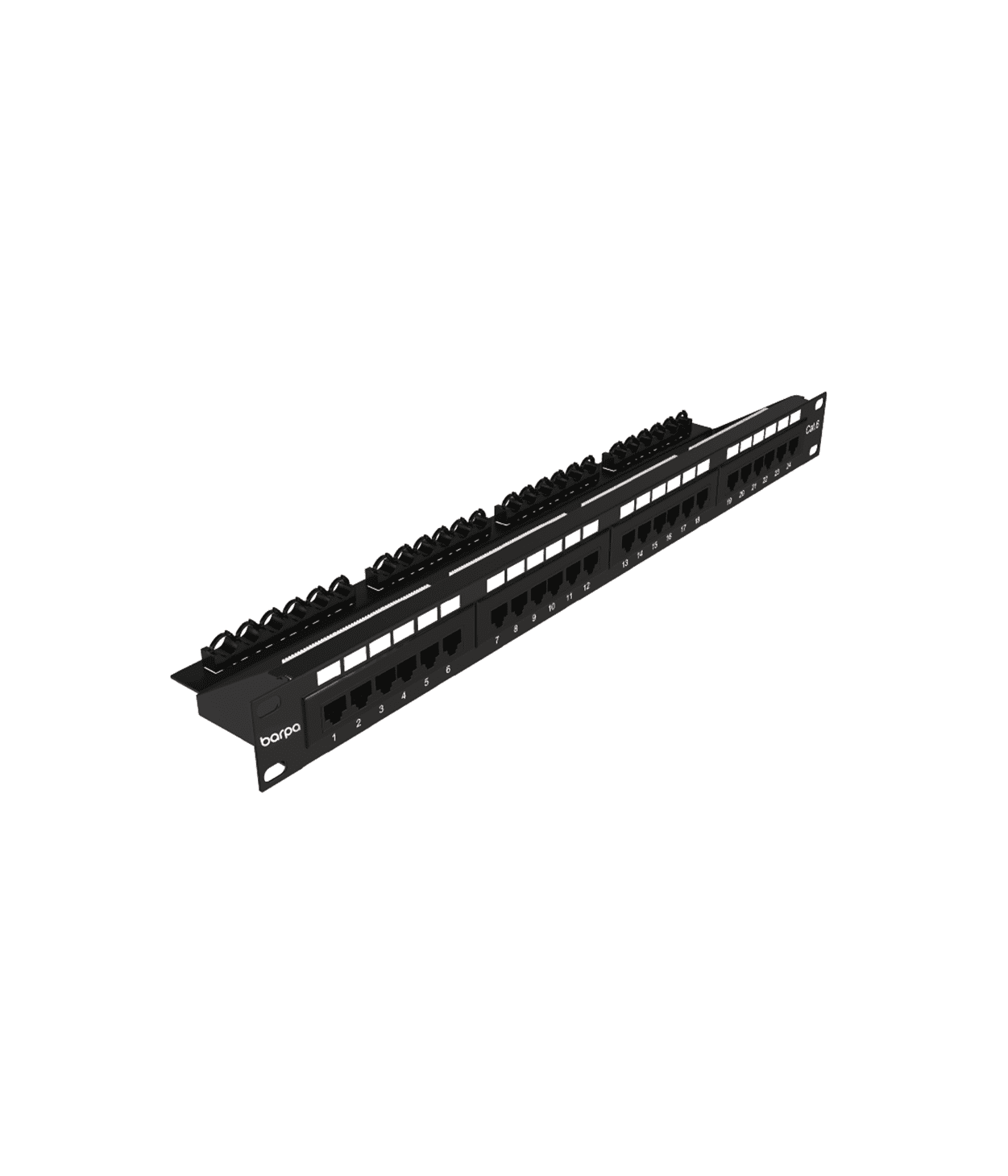 Patch Panel – Cat.6A Não Blindado IDC 180º – 24 Portas – 1U